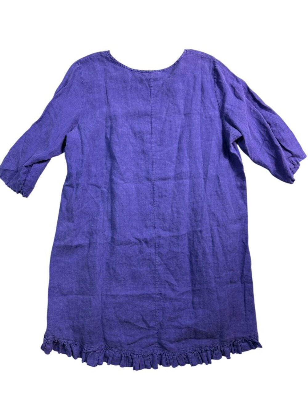 Bryn Walker 100% Linen Purple Ruffle Hem Tunic Dress Large Lagenlook - Picture 3 of 16